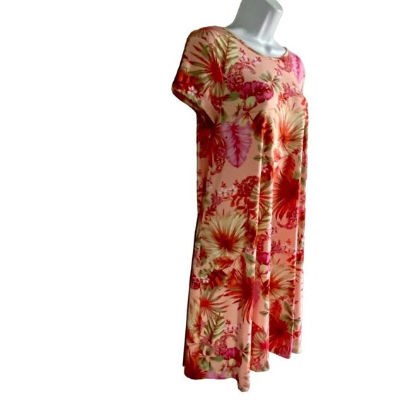 Thyme and Honey Pullover Short Sleeve Pink Floral Print Dress Medium NEW - Picture 4 of 9